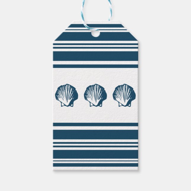 Seashells and stripes gift tags (Front)