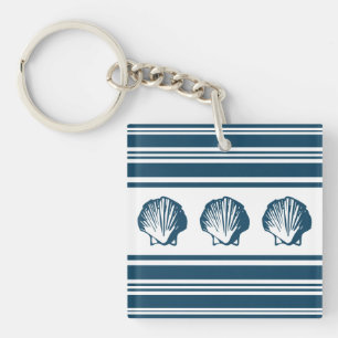 Seashells and stripes keychain