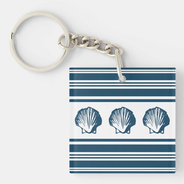 Seashells and stripes keychain (Front)