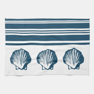 Seashells and stripes kitchen towel