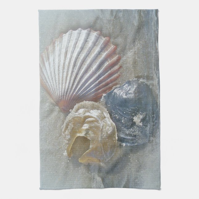 Seashells and Surf Kitchen Towel (Vertical)
