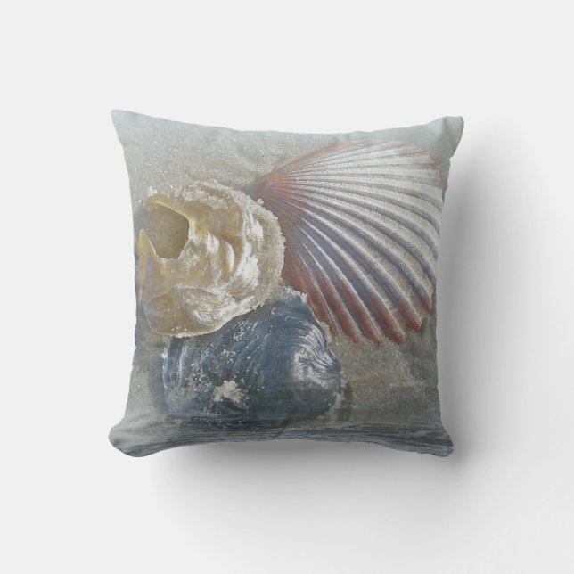 Seashells and Surf Throw Pillow (Front)
