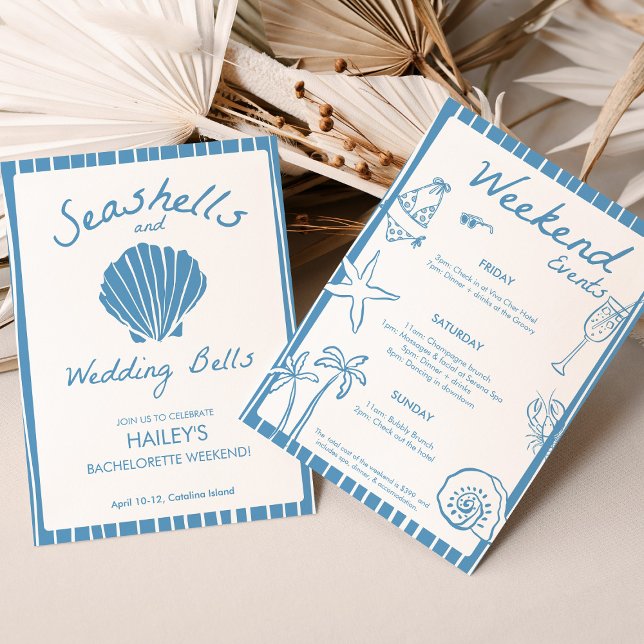 Seashells and Wedding Bells Bachelorette  Invitation (Seashells and Wedding Bells Bachelorette Invitation)
