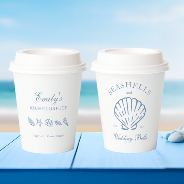Seashells and Wedding Bells Bachelorette Party Paper Cups (Creator Uploaded)