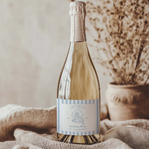 Seashells And Wedding Bells Bachelorette Sparkling Wine Label