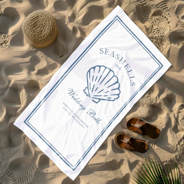 Seashells and Wedding Bells Bachelorette Weekend Beach Towel (Creator Uploaded)