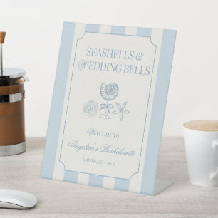 Seashells and Wedding Bells Bachelorette Welcome  Pedestal Sign