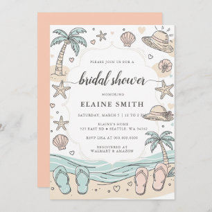 Seashells and Wedding Bells Beach Bridal Shower Invitation