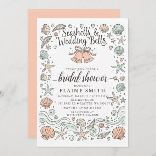 Seashells and Wedding Bells Beach Bridal Shower Invitation