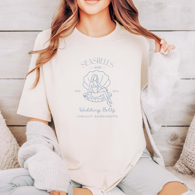 Seashells And Wedding Bells Coastal Bachelorette T-Shirt (Creator Uploaded)