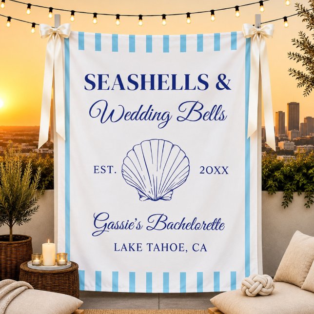 Seashells and Wedding Bells Custom Bridal Shower Tapestry (Creator Uploaded)