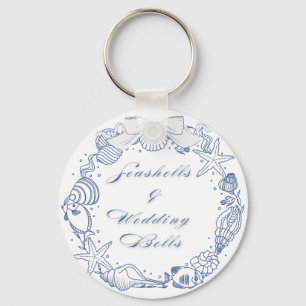 Seashells and Wedding Bells Design Coastal Keychain