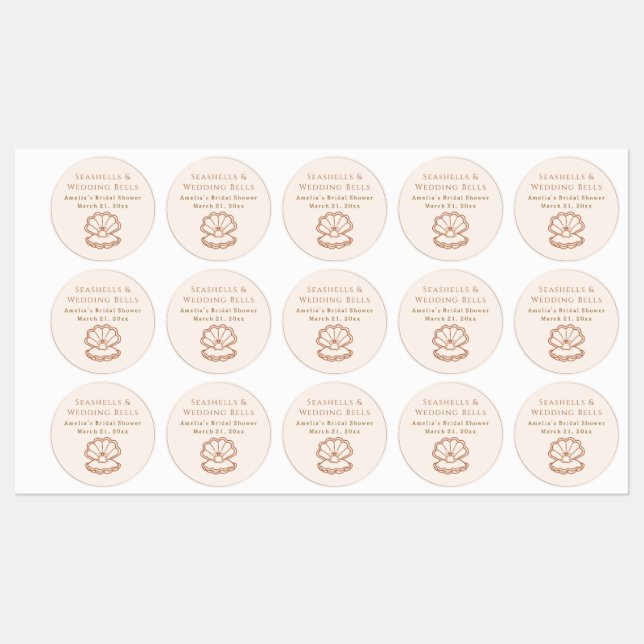 Seashells and Wedding Bells Gift Bag Sticker (Sheet)