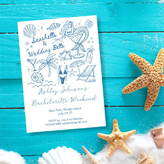Seashells and wedding bells mermaid Bachelorette Invitation