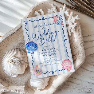 Seashells and Wedding Bells Preppy Bachelorette Invitation