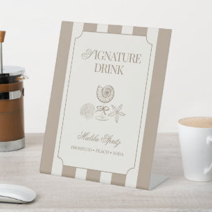 Seashells and Wedding Bells Signature Drink Pedestal Sign