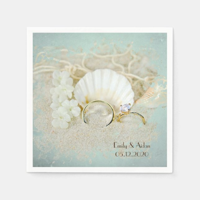 seashells and wedding rings napkin (Front)