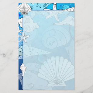 Seashells Aqua Ocean Stationery