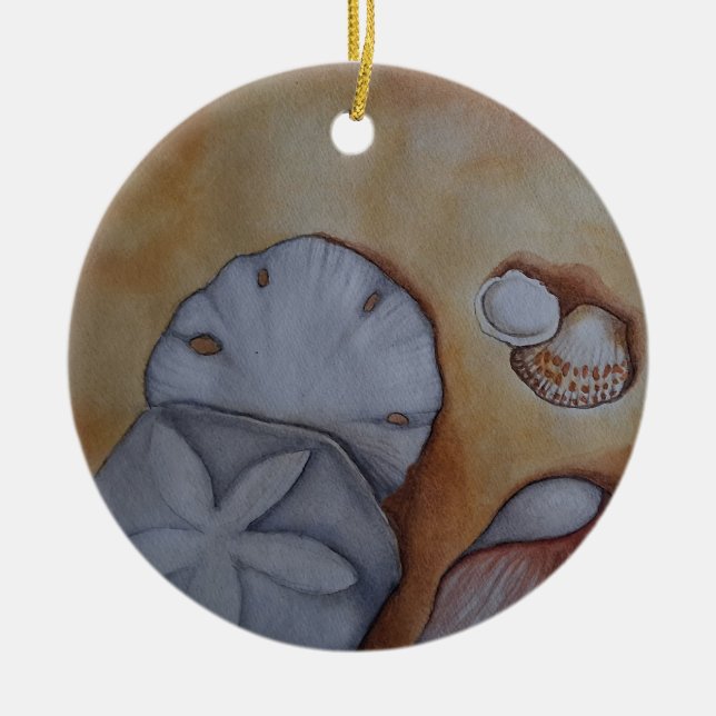 Seashells at the Seashore Ceramic Ornament (Front)