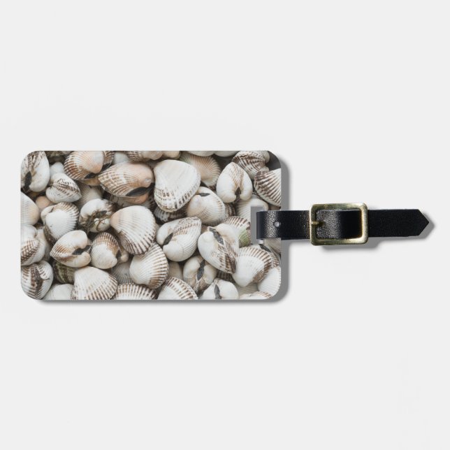 Seashells background luggage tag (Front Horizontal)
