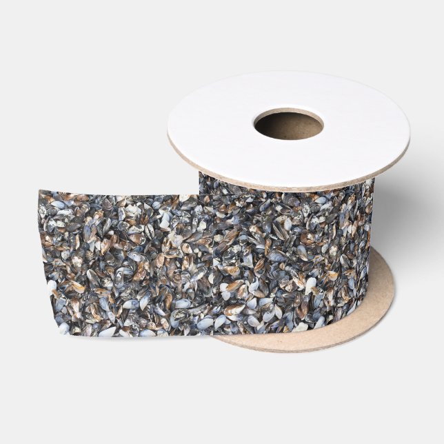 Seashells background satin ribbon (Spool)