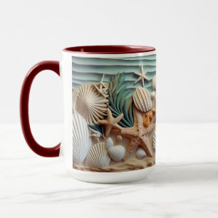 Seashells Beach 3D Mug – Sip the Ocean Breeze