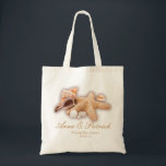 Seashells Beach Destination Wedding Personalized Tote Bag<br><div class="desc">This beautiful simple artsy chic bride's wedding gift/beach wedding favour gift is custom printed with a cluster of seashells design with couple's names and wedding date/place of your choosing. Personalize it with couple's names or bridesmaid, maid-of-honour... ... or customize it further if you like to change the font, size &...</div>