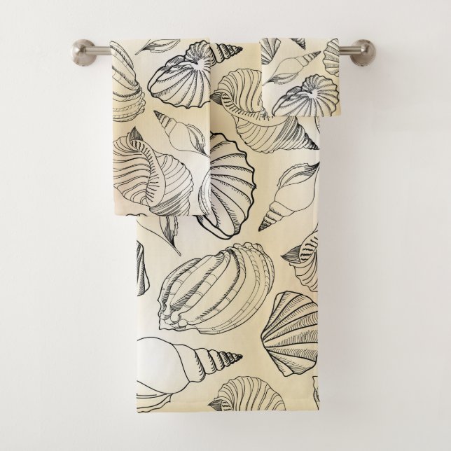 Seashells Beach House Nautical Bath Towel Set (Insitu)
