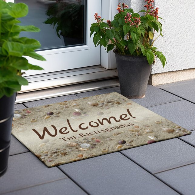 Seashells Beach Personalized Welcome Doormat (Creator Uploaded)