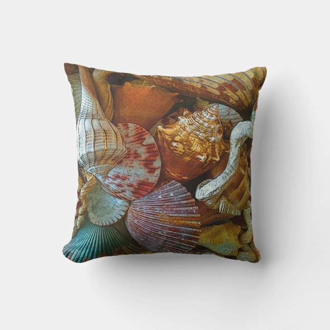 Seashells  Beach Theme Outdoor Pillow (Front)