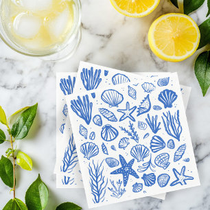 Seashells Beach Wedding Blue White Cute Seaside Napkin
