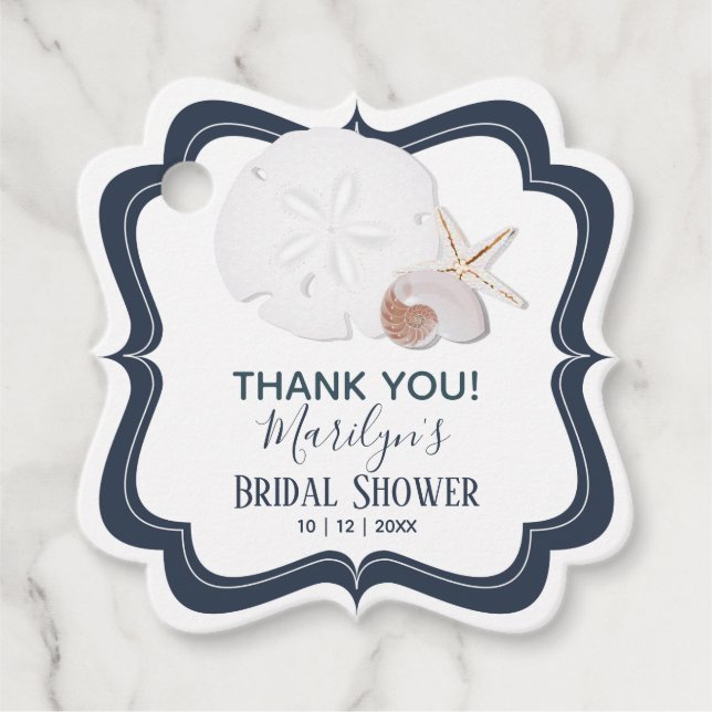 Seashells Beach Wedding Favour Tags (Front)