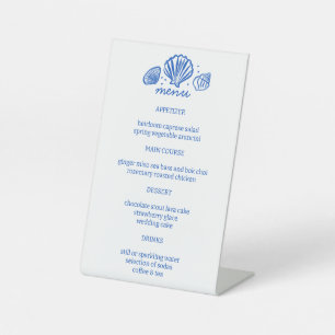 Seashells Beach Wedding Menu CUSTOM Party Pedestal Sign