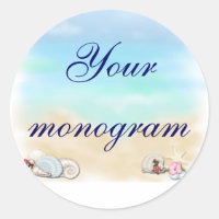 Seashells Beach Wedding Theme Envelope Seals Label