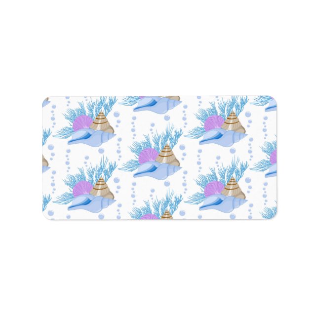 Seashells Blue Water Bubbles Marine Sea Snail Label (Front)
