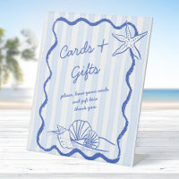 Seashells blue wavy border beach wedding gifts