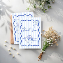 Seashells blue wavy border beach wedding
