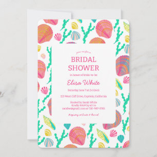 Seashells Bridal Shower Elegant Colourful CUSTOM Invitation
