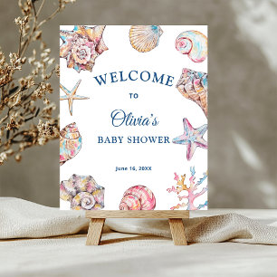 Seashells Coastal Baby Shower Welcome  Poster