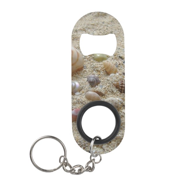Seashells Coastal Beach Keychain Bottle Opener (Front)