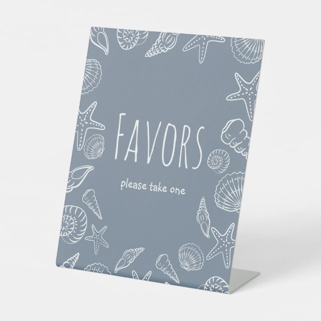 Seashells Coastal Bridal Shower Favours Sign (Front)