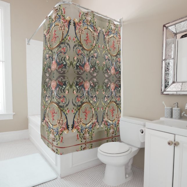 SEASHELLS,CORALS,DOLPHINS,ANTIQUE FLORAL SWIRLS  (In Situ)