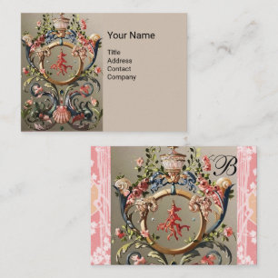 SEASHELLS,CORALS,DOLPHINS,ANTIQUE FLORAL SWIRLS BUSINESS CARD