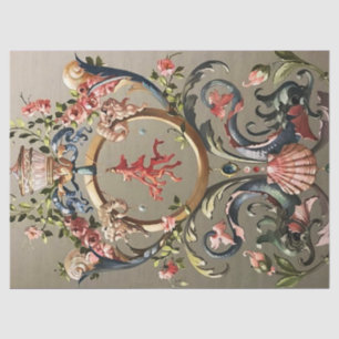 SEASHELLS,CORALS,DOLPHINS,ANTIQUE FLORAL SWIRLS  TISSUE PAPER