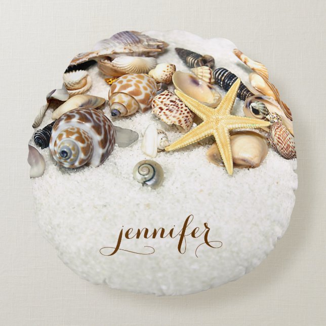 Seashells Custom Round Pillow (Front)