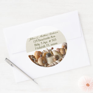 Seashells Customizable Address Labels, Ribbon Classic Round Sticker