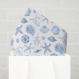 Seashells Decoupage Paper, Coastal Seashore Tissue Paper