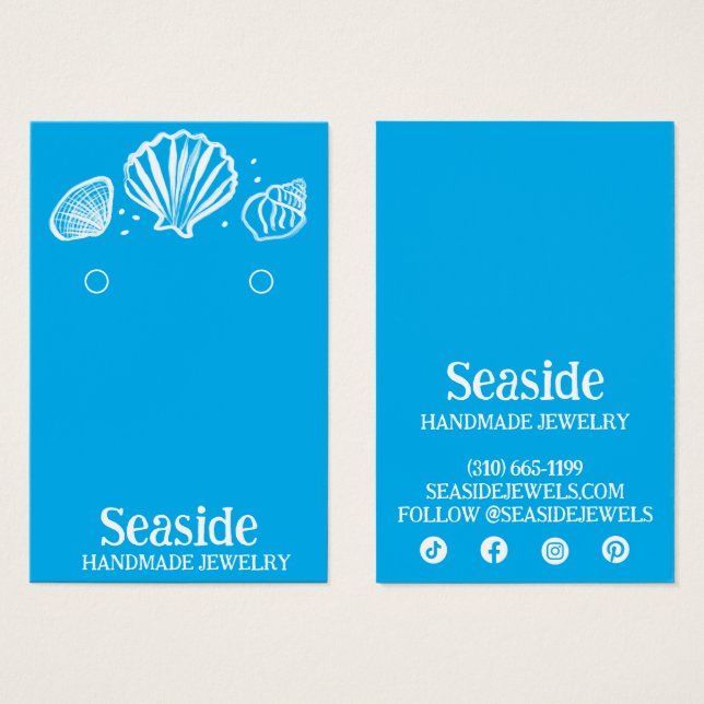 SEASHELLS Earring Necklace Jewellery Display Card (Front & Back)