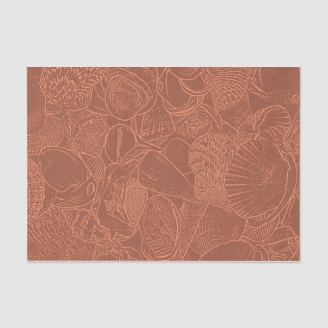 Seashells Earth Tone Terracotta  Ocean Beach Tissue Paper (Front)