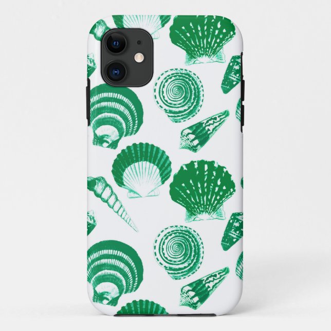 Seashells - emerald green on a white background Case-Mate iPhone case (Back)
